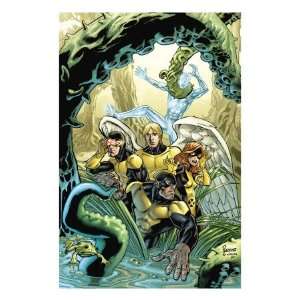    Beast, Cyclops, Marvel Girl, Angel and Iceman Giclee Poster Print