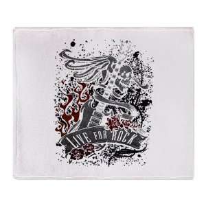  Stadium Throw Blanket Live For Rock Guitar Skull Roses and 