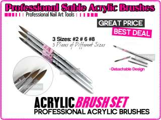 SABLE ACRYLIC PEN NO. #2/6/8 NAIL ART BRUSH NA034 1  