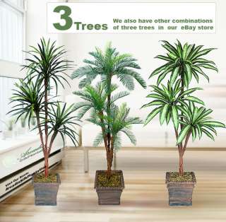 THREE 6 Artificial Palm Trees Yucca, Cycas, Dracaena  