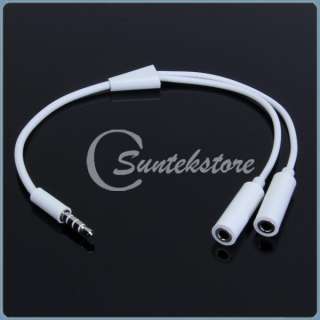   Plug Y Splitter Audio Extension Earphone Headphone Cable Cord White
