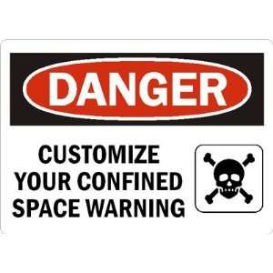  CONFINED SPACE WARNING Glow Aluminum Sign, 14 x 10