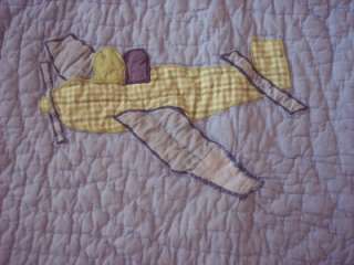 Pottery Barn Airplane Quilt  Matching Shams Full/Queen  