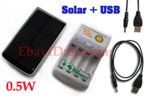 5W Solar Battery Charger + USB Charger for 5# 7# dry cell 4pcs AA 