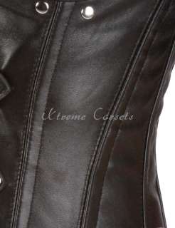 Black Strap Leather Buckle Underbust Corset Bone Corset  