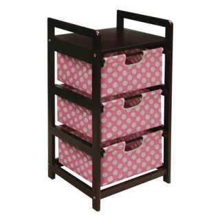 Badger Basket Espresso Three Drawer Hamper/Storage Unit   Pink