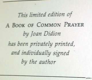 Book of Common Prayer   SIGNED Joan Didion   Limited Edition 