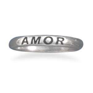  Oxidized Message Amor Love Sterling Silver Band Ring, 6 Jewelry