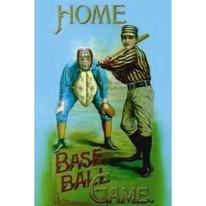  Home Baseball Game   12x18 Framed Print in Black Frame 