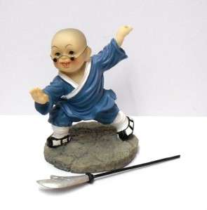 High Quality Shaolin Kung Fu Kid Long Knife Figure Blue  