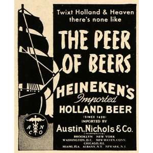  1936 Ad Peer Beer Heineken Holland Austin Nichols Ship 