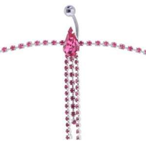    Swarovski Passion Pink Heiress Chandelier Belly Chain Jewelry