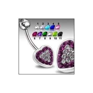  Heart Shaped Jewelled Non Moving Belly Ring Body Jewelry Jewelry
