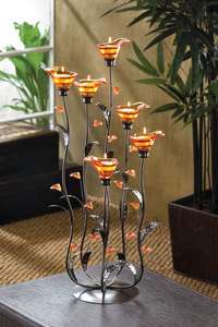NEW Beautiful Amber Calla Lily Blossoms Candle Holder   Centerpiece 24 