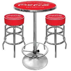   Quality Ultimate Coca Cola Gameroom Combo   2 Bar Stools and Table
