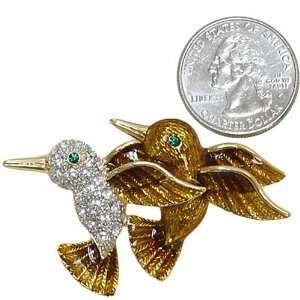  Gold Plated with Rhinestones Bird Brooch Pin Jewelry