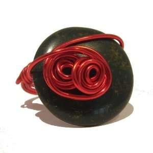 Bloodstone Ring 01 Wire Dark Green Red Wrapped Crystal Healing Stone 