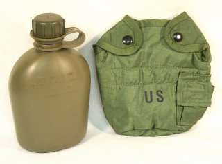 NEW US Army MILITARY OD 1 QT CANTEEN & OD COVER w/Clips  