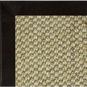  Sisal Bordered with Textured Leather Chocolate Contemporary Rug 
