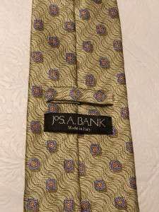 JOS A BANK Mens Designer Silk Neck Tie Made in ITALY Lime Green/Blue 