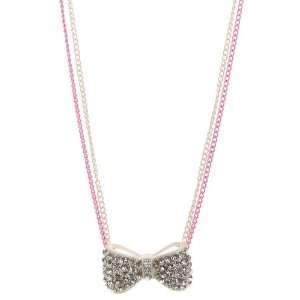  Pink And Off White Bling Bow Necklace Jewelry