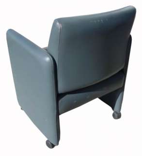   chair blue upholstered leather carpet casters 25 width x 24 depth