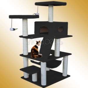 72 Black Cat Tree Condo Furniture Scratch Post Pet House  
