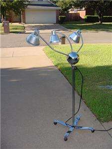 FLOOR LAMP MIDCENTURY MODERN 3 GOOSENECK CHROME MEDICAL  