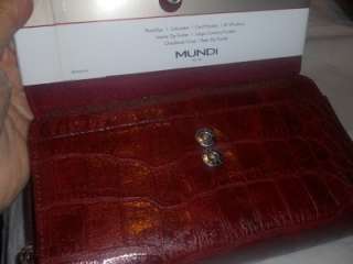 Mundi My Big Fat Red Croco Checkbook Wallet  