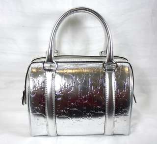 Authentic New CHRISTIAN DIOR Silver Boston Bag Polochon Handbag 14 BO 