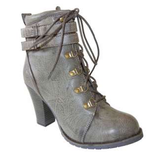 Best with legging Hiking Boots Inspired Lace Up Combat Ankle Bootie 