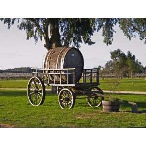 Horse Drawn Carriage Cart and Wooden Barrel, Bodega Juanico Familia 