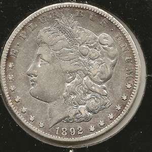 1892 CC VF XF Morgan Silver Dollar   SCARCE COIN  