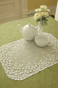 Heritage Lace Blossom Placemat 14 x 20 Ecru/White  