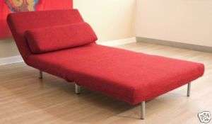 Red Fabric Convertible Chair Bed/ Lounge Chair/sofa Bed  
