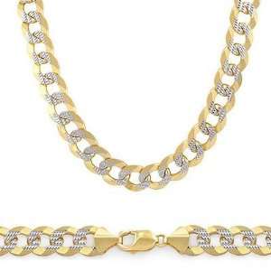    Pave Solid 14k Yellow White Gold Curb Cuban Chain 6mm 20 Jewelry