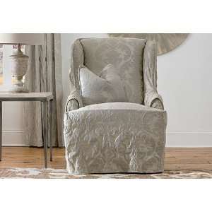  Matelasse Damask Wing Back Chair Slipcover