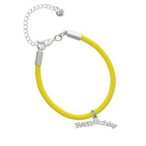   Small Happy Birthday Charm on a Yellow Malibu Charm Bracelet