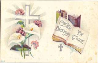 Postcard Easter Flowers Cross Bible  