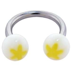  Horseshoe   Yellow Flower Circular Barbell Jewelry