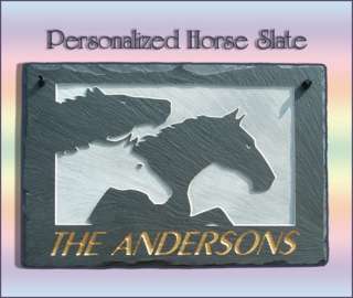 100% NATURAL SLATE PERSONALIZED HORSE PLAQUE SIGN GIFT  