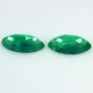   Natural Top Green Emerald Marquise Cut Rare Pair From Zambia Unheated