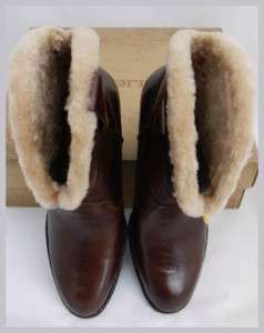 Born Lila Leather Bootie with Shearling Lining Brown / 9.5M  