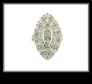 Vintage Ladies 14K Two Tone Gold Diamond Fashion Ring  
