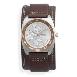   Brown Leather Band with Round Face Mens Fashion Watch Jewelry