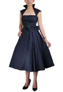 Rockabilly 50s Black Retro Vintage Pinup Bow Dress  