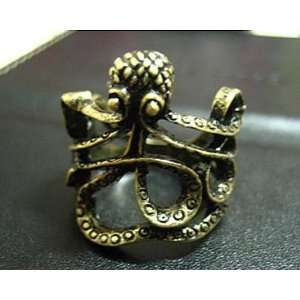   Deep sea Cute Bronze Tone Octopus Rings Ring 