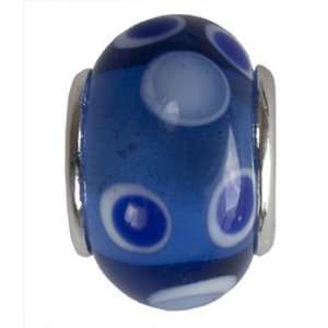 DaVinci Dark Blue Polka dot Italian Glass European/Memory Charm Double 