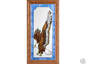 11x22 Stained Glass Flying EAGLE Bird Framed SUNCATCHER  