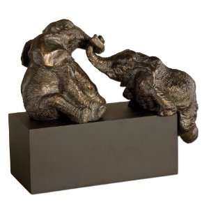   Pachyderms Antique Bronze Patina w/ Gray Glaze & Matte Black Base